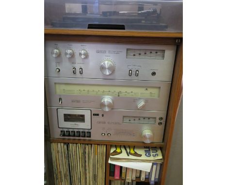 Amstrad hifi tower system stereo amplifier with large collection of LP's