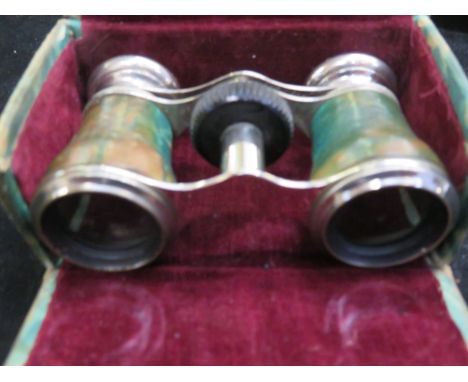 Cased set of vintage opera glasses 