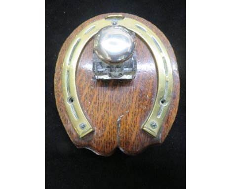 Brass horse shoe inkwell 