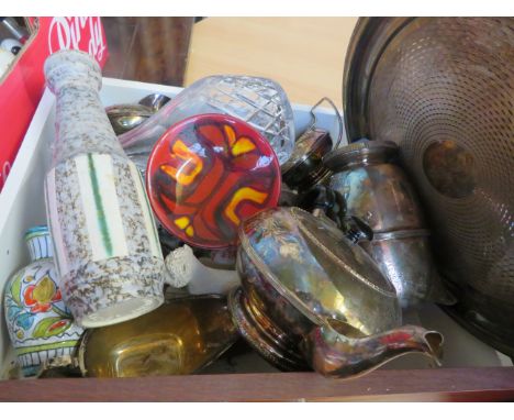 Mixed box to include west German vase &amp; Poole pin dish 