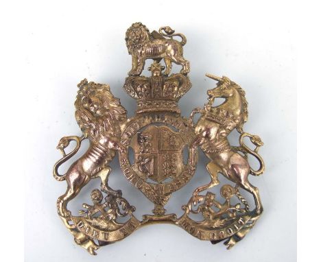 19th century British Army officers gilt helmet plate badge. Width 8.5cms (3.375ins) by 9cms (3.5ins)Condition Report: Retains