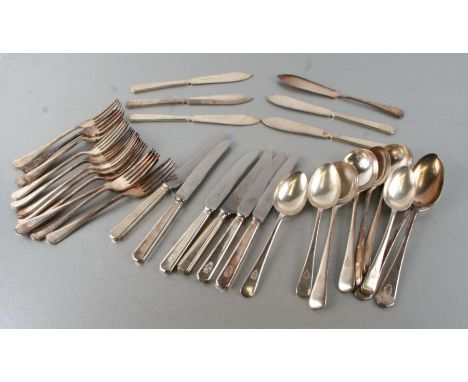A quantity of Royal Army Ordnance Corps RAOC Officers mess cutlery all engraved with the RAOC insignia with a pre 1952 Kings 