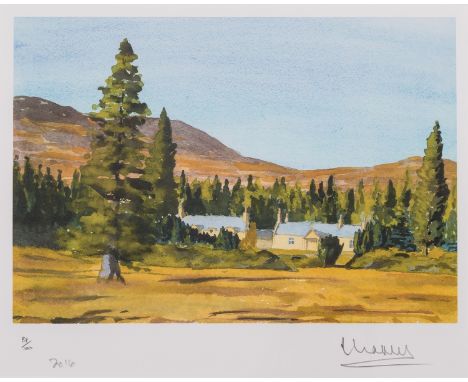 δ HM King Charles III (b.1948)Alltnaguibhsaich Lodge, BalmoralLithograph printed in colours, 2016, signed, dated and numbered