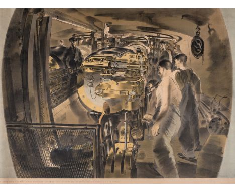 δ Barnett Freedman (1901-1958)15 Inch Gun Turret, HMS Repulse, August, 1941Lithograph printed in colours, 1942, from the edit