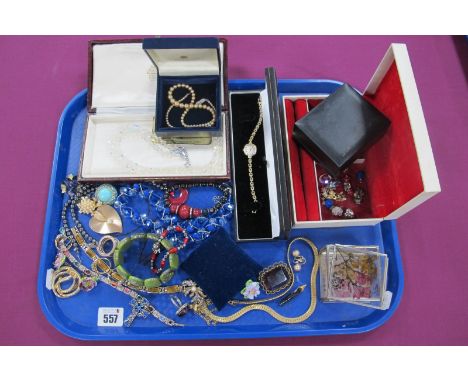 A Mixed Lot of Assorted Costume Jewellery, including dress rings, imitation pearls, ladies wristwatch, necklaces, bracelets, 