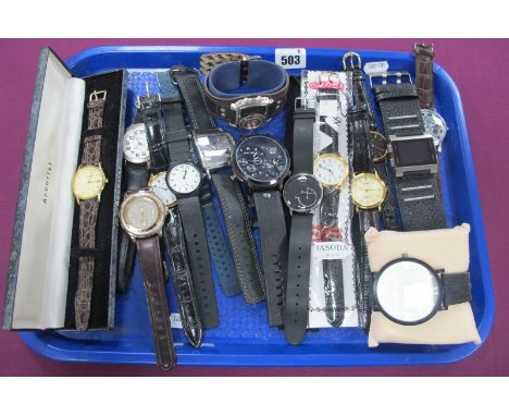 A Selection of Modern Gent's Wristwatches, including Casio, Accurist, Sekonda, Lorus, Bench, etc:- One Tray