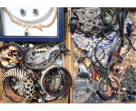 SELECTION OF COSTUME JEWELLERY
including rhinestone set necklaces, a gold plated bangle, a replica Tiffany bracelet, cufflink