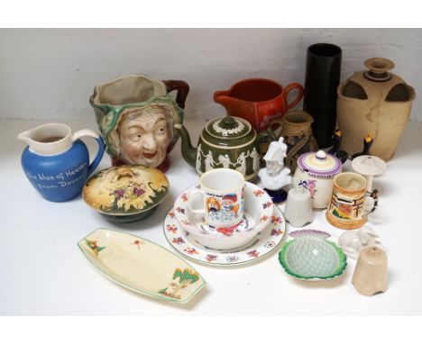 MIXED LOT OF CERAMICS
including a Beswick character jug of Sairey Gamp, a Carltonware teapot with applied figures, a Carltowa