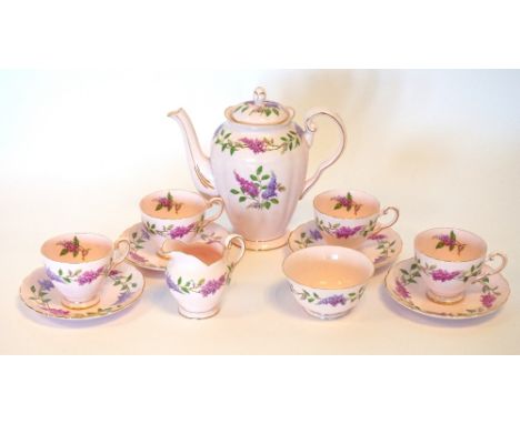 TUSCAN 'LILAC TIME' COFFEE SET
comprising coffee pot, six cups, six saucers, sugar basin and cream jug (15)