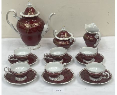 A Weimar Porzellen Katharina 6131 pattern tea service of fifteen pieces.