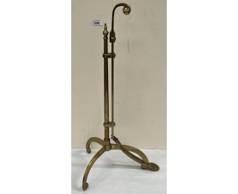 A Victorian Avery gilt brass scales stand on tripod support. 22½" high.