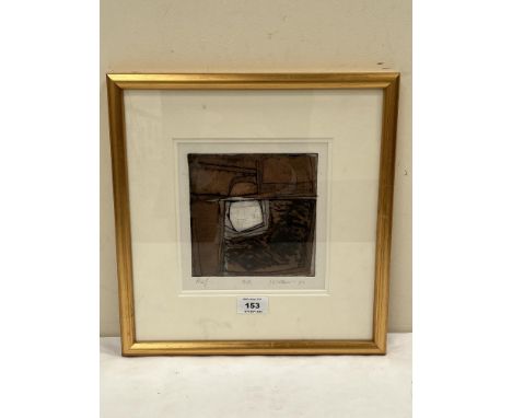 ISLWYN WATKINS. WELSH 1938-2018. R.W.S. 1981. Signed and inscribed. Artist's proof etching with collage. 7" x 7".