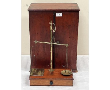 A set of 19th Century brass scales by Degrave &amp; Co, London, in mahogany case.