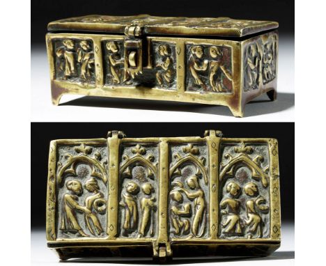 Western Europe, probably France, ca. 16th century CE. A beautiful small casket, an obviously treasured personal item. It is m