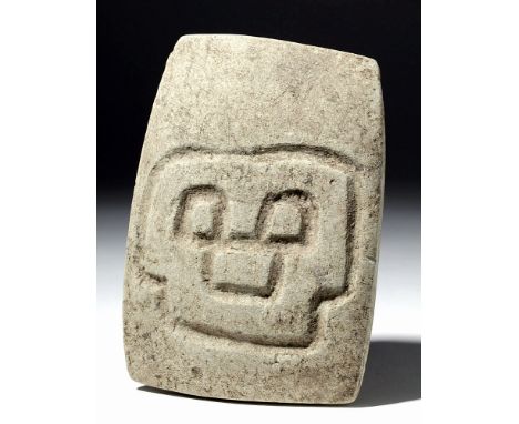 Pre-Columbian, Ecuador, Earliest Horizon, Valdivian, ca. 2300 to 2000 BCE. A skillfully-executed limestone carving of an owl 
