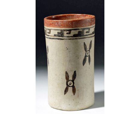 Pre-Columbian, Guatemala, Peten Region, Late Classic Maya, ca. 700 to 800 CE. A beautiful cylinder jar with a simple, elegant
