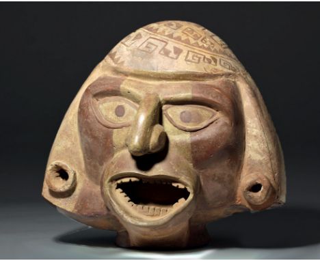 Pre-Columbian, northern Peru, late Moche, ca 800 CE. Truly larger than any Moche portrait head we have ever had the honor of 