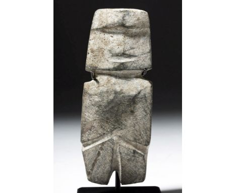 Pre-Columbian, Mexico, Guerrero, Mezcala culture (Balsas culture), ca. 700 to 200 BCE. An abstract, carefully carved symmetri