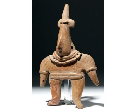 Pre-Columbian, West Mexico, Colima, ca. 200 BCE to 200 CE. A rather large Colima redware early (Tico) type of flat figure, so