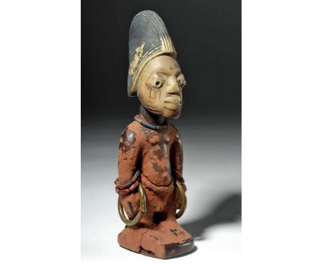 West Africa, Yoruba culture, Ibeji, ca. early 20th century CE. A nice example of a deceased male twin figure, known as an Ibe