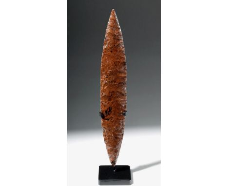 Pre-Columbian, West Mexico, Colima, ca. 300 BCE to 300 CE. A beautiful stone spear point created from a gorgeous chunk of mah