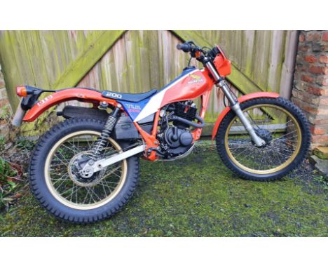 1983 Honda TLR200, 194 cc. Registration number JBW 895Y. Frame number MD09 - 1003484. Engine number MD09E - 1003488.Having es