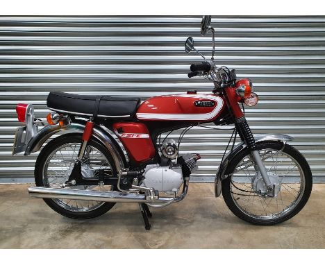 1977 Yamaha FS1 - E, 49 cc. Registration number UHK 142R. Frame number 57449. Engine number *394 - 057449. Now elevated to cu