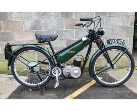 1951 Francis Barnett Powerbike, 98 cc. Registration number VXS 927 (non transferrable). Frame number RN 16993. Engine number 