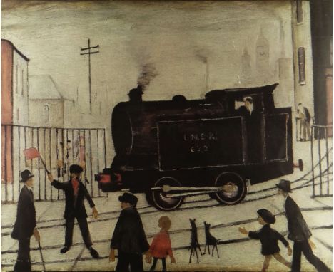 LAURENCE STEPHEN LOWRY (1887 - 1976) colour print form an edition of 750 - entitled 'The Level Crossing', signed in pencil, p