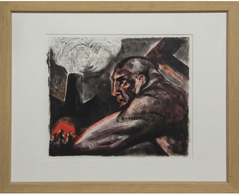 * PETER HOWSON OBE (SCOTTISH b. 1958), UNTITLED (STEAM &amp; POWER) unique monoprint on paper, signed image size 51cm x 61cm,