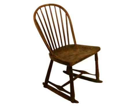 19th Century elm seat stick back child's rocking chair   Condition: 