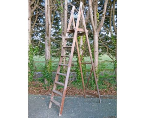 Wooden decorator's folding step ladder   Condition: 
