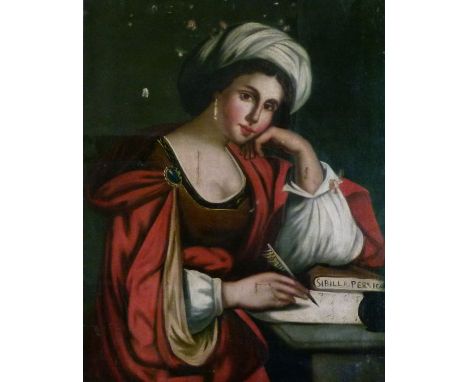 20th Century oil on canvas - Portrait of a Renaissance lady, unframed   Condition: 