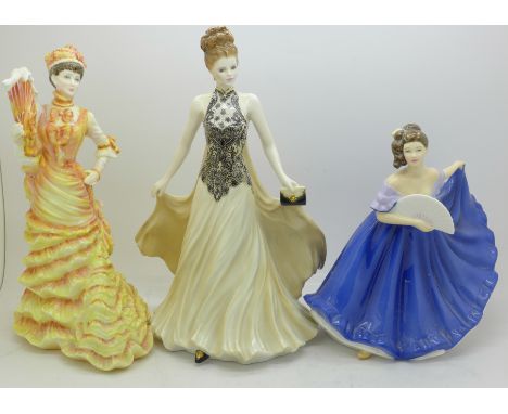 Two Royal Doulton figures, Le Bal inspired by Tissot and Elaine and a Royal Worcester figure, Grace (3)
