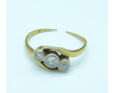 A yellow metal and diamond ring, a/f, 1.8g
