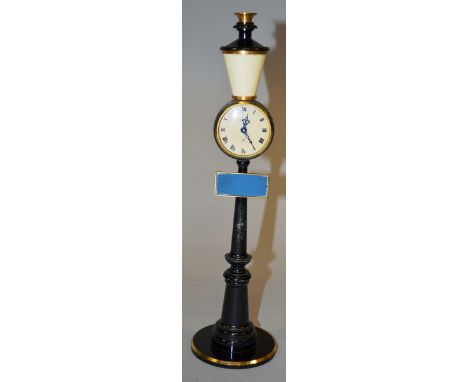 JAEGER-LECOULTRE AN UNUSUAL METAL LAMP POST CLOCK. 11.5ins high, in original box.