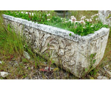 A RECONSTITUTED GARDEN TROUGH 3ft 4ins long.