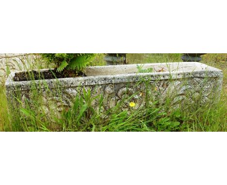 A RECONSTITUTED GARDEN TROUGH 3ft 4ins long.