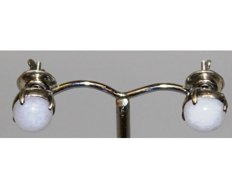A PAIR OF OPAL EAR STUDS.