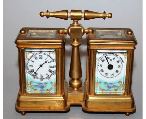 A CLOCK AND BAROMETER COMBINED 4ins high.