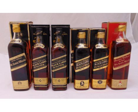 A quantity of Scotch whisky to include Johnnie Walker Black Label and Red Label (6)