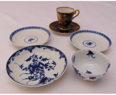 A quantity of porcelain to include a Vienna cup and saucer, a Worcester blue and white cup and saucer and two blue and white 