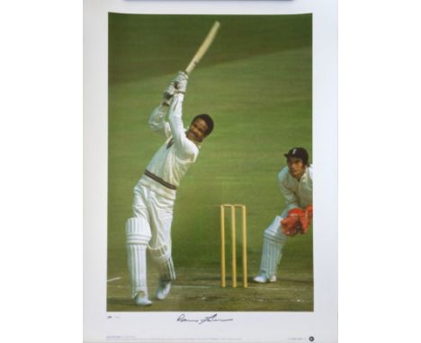 Cricketer, Sir Garfield Sobers, NH, AO, OCC signed print 397/500. 23.5x16.5 Inch. Is a former Barbadian cricketer who played 