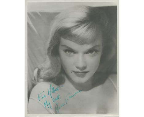 Anne Francis signed 10x8 inch vintage black and white photo dedicated with original Hollywood mailing envelope. Good conditio