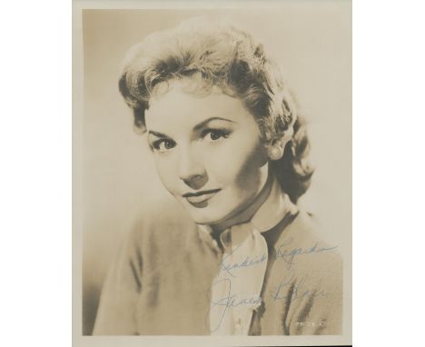 Janet Blair signed 10x8 inch vintage black and white photo with original mailing envelope. Good condition. All autographs com
