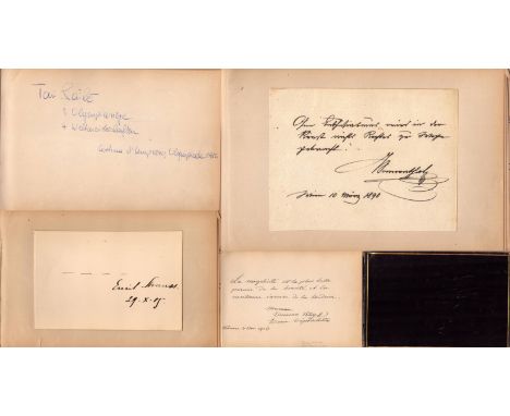 Vintage autograph book including signatures of Emma Maria Helene Wilczek (born Emo-Capodilista), Toni Sailer, Julius Raab, Vi