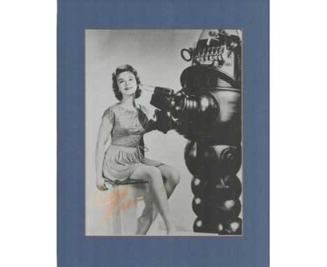 Anne Francis signed black & white photo Approx. 10x8 Inch mounted overall size 11.5x10 inch. 'Robby the Robot is a fictional 