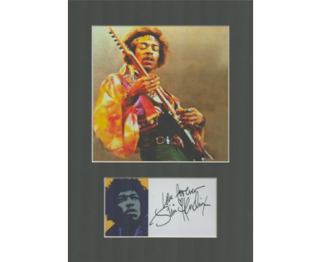 Jimi Hendrix printed picture page Approx. 5x3 Inch includes Unsigned colour photo 6x6 Inch, mounted overall size Approx. 12x8