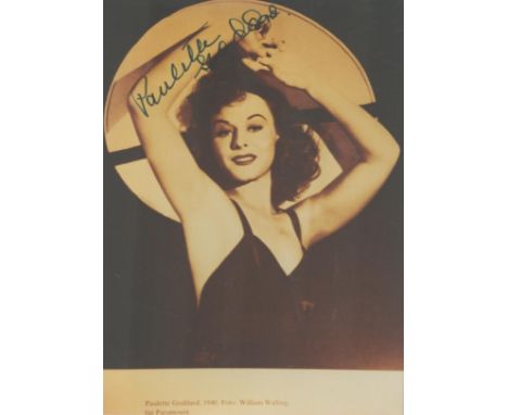 Paulette Goddard signed vintage sepia promo photo 5.5x4 Inch. Was an American actress and socialite. Good condition. All auto
