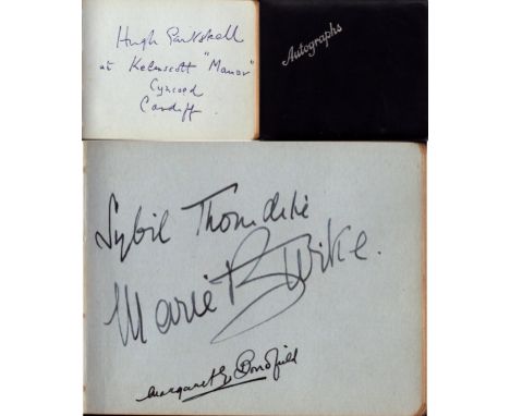 Vintage Autograph book with signatures including names of Sybil Thorndike, Margaret Bondfield, Hugh Gaitskell and more. Some 